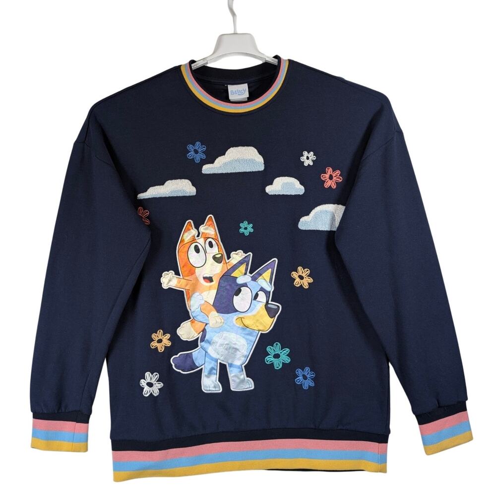 Box Lunch Bluey Bingo & Bluey Floral Cloud Crewneck Sweater Women’s Size Medium